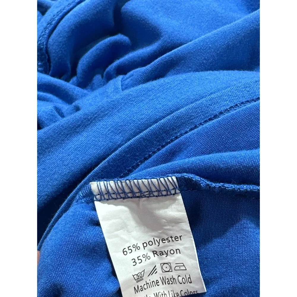 Lillusory Royal Blue Sleeveless Front Tie Ruched Knit Wrap Dress XL